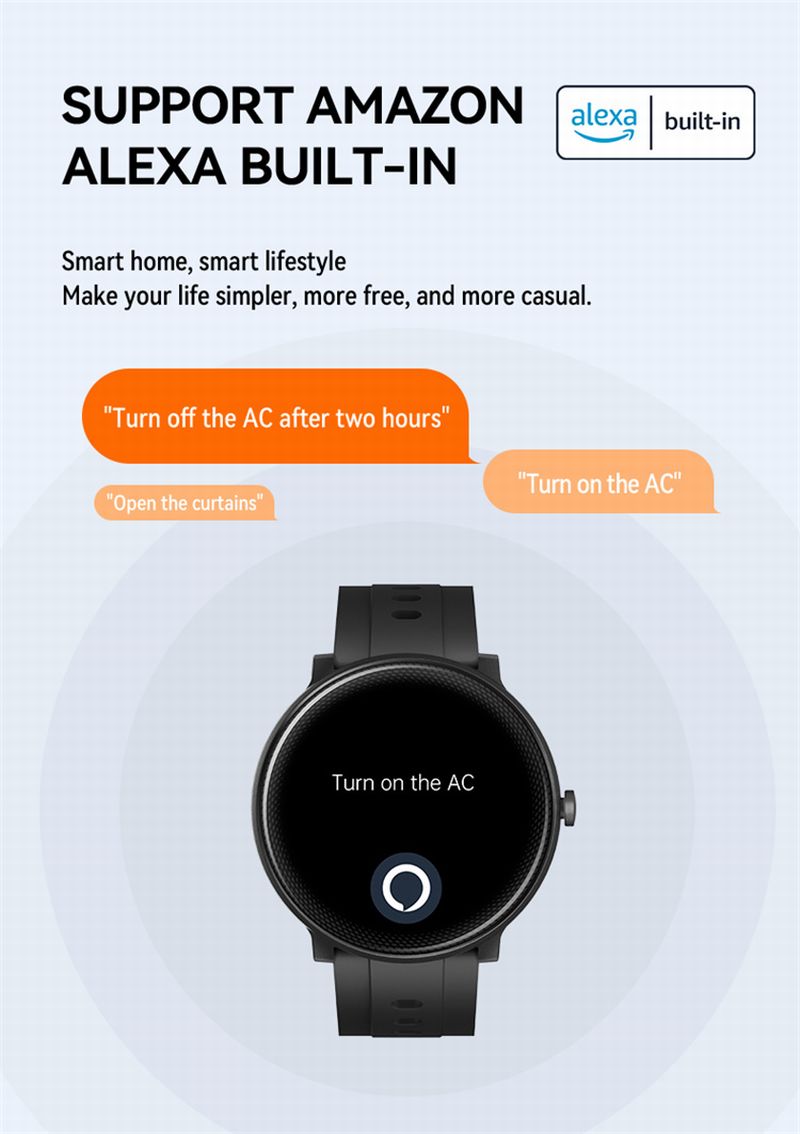 MRT-1 Tuya IoT Control Smart Watch Amazon Alexa Built-In